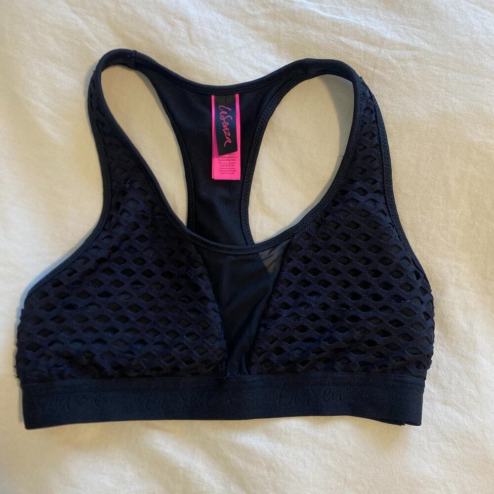 La Senza Black Mesh Bralette‎ Racerback Sports Bra Women's Size Small